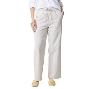 J.Crew Linen Blend Wide-Leg Drawstring Pants White Relaxed Fit NWOT Size 6